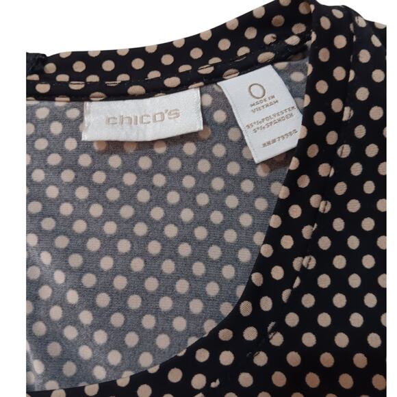 CHICO'S 0 Slinky Top Blouse S/4 Zip Back Polka Dots Office Career Travel Work - Picture 5 of 8